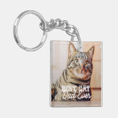 Beste kattenvader ooit moderne aangepaste huisdier sleutelhanger (Voorkant Links)