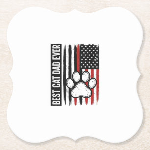 Beste kattenvader ooit Patriotisch poot vlagontwer Kartonnen Onderzetters