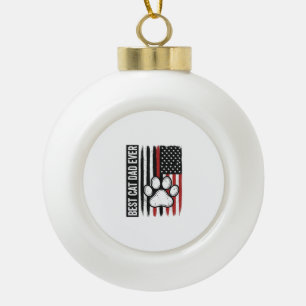 Beste kattenvader ooit Patriotisch poot vlagontwer Keramische Bal Ornament