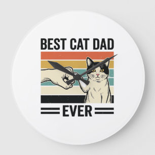 Beste kattenvader ooit retro katten vuist shirt_1 grote klok