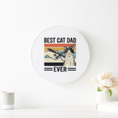Beste kattenvader ooit retro katten vuist shirt_1 grote klok (Huis)