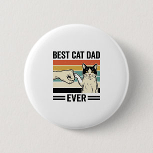 Beste kattenvader ooit retro katten vuist shirt_1 ronde button 5,7 cm