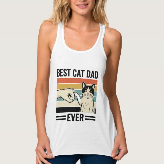 Beste kattenvader ooit retro katten vuist shirt_1 tanktop (Voorkant)