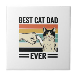 Beste kattenvader ooit retro katten vuist shirt_1 tegeltje