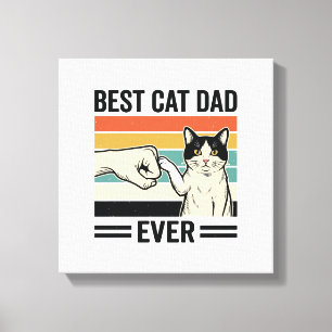 Beste kattenvader ooit Retro katten vuistbump shir Canvas Afdruk