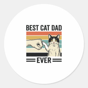 Beste kattenvader ooit retro katten vuistbump shir ronde sticker