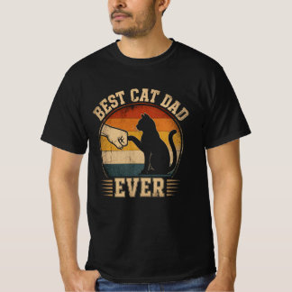 Beste kattenvader ooit Retro zonsondergang vuistst T-shirt
