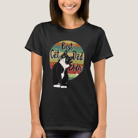 Beste kattenvader ooit Smoking Vaderdag Retro T-shirt (Voorkant)