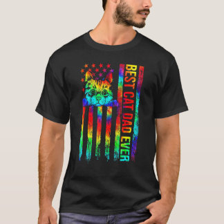 Beste kattenvader ooit Vader Tie Dye Amerikaanse v T-shirt