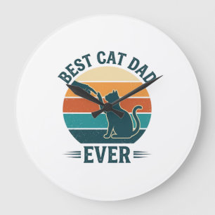 Beste kattenvader ooit vintage kat shirt ontwerp_1 grote klok