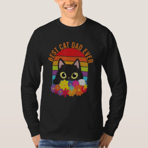 Beste kattenvader ooit vintage retro stijl bloem t-shirt