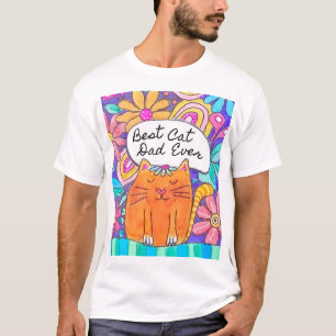 Beste kattenvader ooit waterverf kattenliefhebber t-shirt