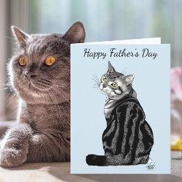 Beste kattenvader ooit Zilver Tabby Vaderdag Kaart