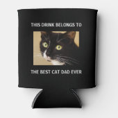 Beste kattenvader ooit Zwart aangepaste foto Blikjeskoeler (Voorkant)