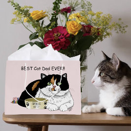 Beste kattenvader Verwende lapjeskat Vaderdag Roze Groot Cadeauzakje