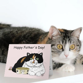 Beste kattenvader Verwende lapjeskat Vaderdag Roze Kaart