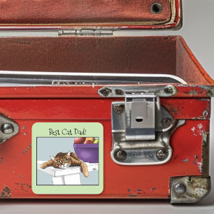 Beste kattenvader Zoete tabby kat Vaderdag groen Vierkante Sticker