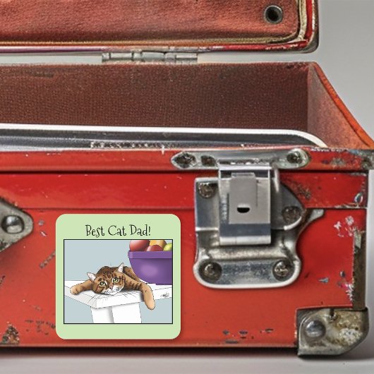 Beste kattenvader Zoete tabby kat Vaderdag groen Vierkante Sticker