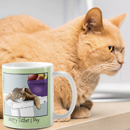 Beste kattenvader Zoete tabbykat Vaderdag Groen Koffiemok