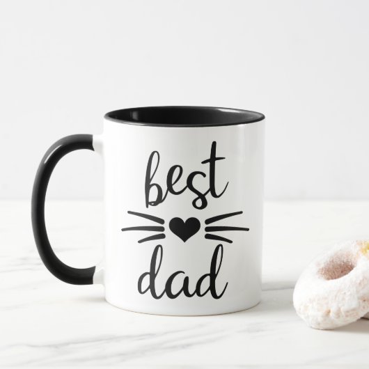 Beste Kattenvader Zwart Mok (Met donut)