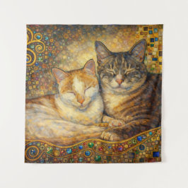 Beste Kattenvrienden geïnspireerd door Klimt Wandkleed