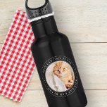 Beste kattevader, foto van Par Classic Eenvoudige  Waterfles<br><div class="desc">Dit eenvoudige en klassieke ontwerp is samengesteld uit serif typografie en voegt een douanefoto toe. "Beste kattevader per auto" omringt het lijst.</div>