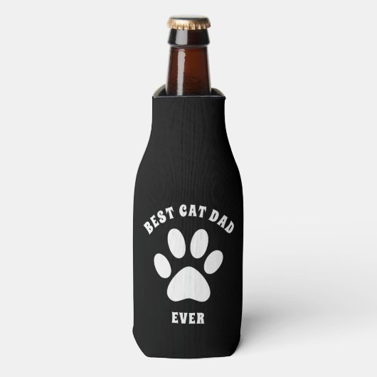 Beste kattevader ooit aangepaste tekst op maat flesjeskoeler (Fles Voorkant)
