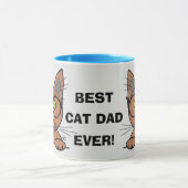 Beste kattevader ooit! Cartoon Kat met bril Mok (Midden)