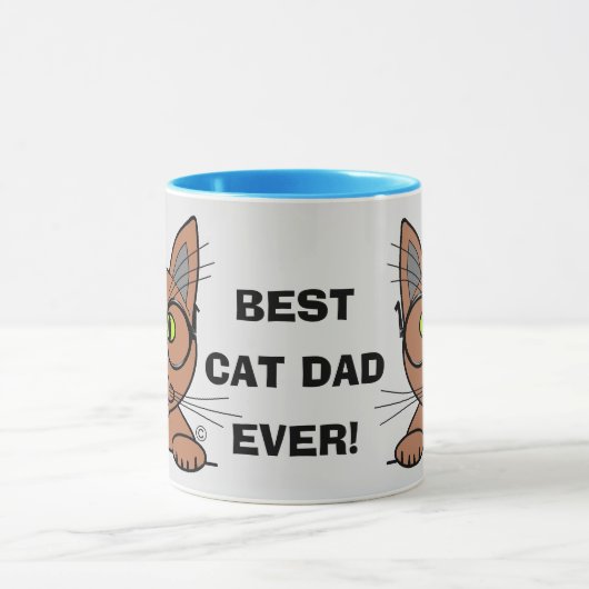 Beste kattevader ooit! Cartoon Kat met bril Mok (Midden)