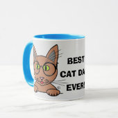 Beste kattevader ooit! Cartoon Kat met bril Mok (Voorkant links)