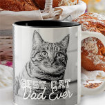 Beste kattevader ooit Moderne Aangepaste Foto en K Tweekleurige Koffiemok<br><div class="desc">Dit eenvoudige en klassieke ontwerp is samengesteld uit serif typografie en voegt een douanefoto toe</div>