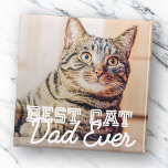 Beste kattevader ooit Moderne aangepaste foto Magneet<br><div class="desc">Dit eenvoudige en klassieke ontwerp is samengesteld uit serif typografie en voegt een douanefoto toe</div>