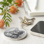 Beste kattevader ooit Moderne aangepaste foto Sleutelhanger (Zijkant)