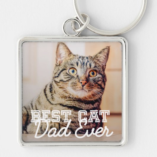 Beste kattevader ooit Moderne aangepaste foto Sleutelhanger (Voorkant)