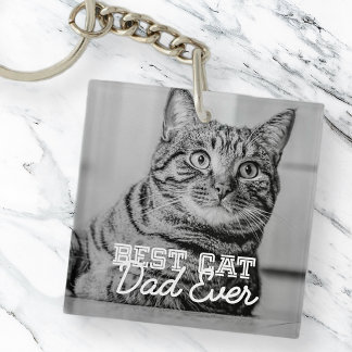Beste kattevader ooit Moderne aangepaste foto Sleutelhanger