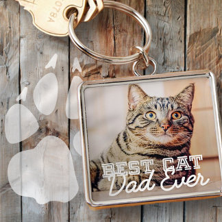 Beste kattevader ooit Moderne aangepaste foto Sleutelhanger