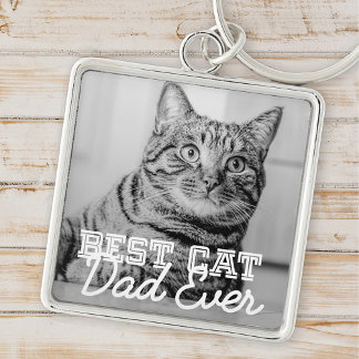 Beste kattevader ooit Moderne aangepaste foto Sleutelhanger