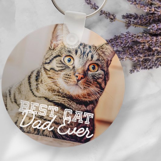 Beste kattevader ooit Moderne aangepaste foto Sleutelhanger