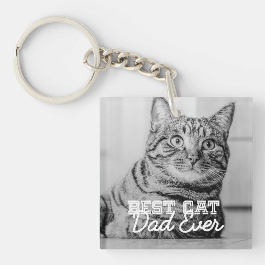 Beste kattevader ooit Moderne aangepaste foto Sleutelhanger (Voorkant)