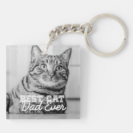 Beste kattevader ooit Moderne aangepaste foto Sleutelhanger (Achterkant)