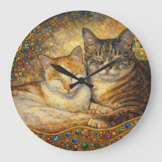 Beste katvrienden geïnspireerd door Klimt Grote Klok
