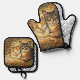 Beste katvrienden geïnspireerd door Klimt  Ovenwant & Pannenlap Set