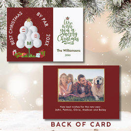 Beste kerst door Par Golf Ball Tree Initiaal Foto Kaart