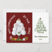 Beste kerst door Par Golf Ball Tree Initiaal Foto Kaart (Voorkant)