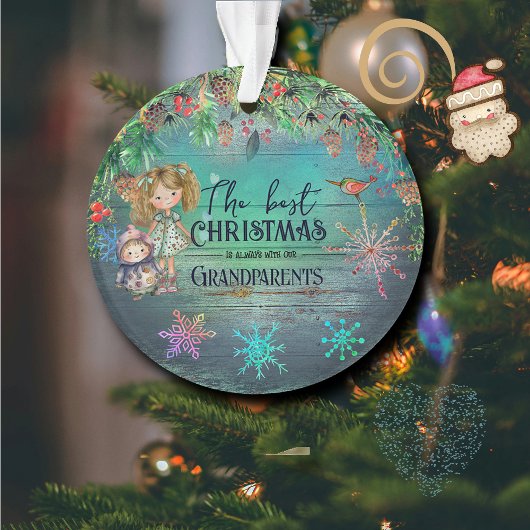 Beste kerst met grootouders Blauwgroen Ornament