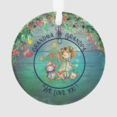 Beste kerst met grootouders Blauwgroen Ornament (achterkant)