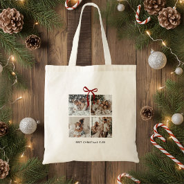 Beste kerst ooit familie foto collage cadeau tote bag
