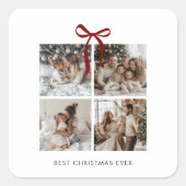 Beste kerst ooit Familie Fotocollage Cadeau Vierkante Sticker (Voorkant)