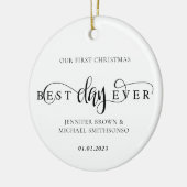 Beste kerst ooit met eigen foto keramisch ornament (Links)