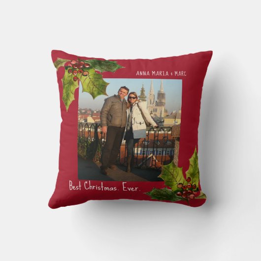 Beste kerst ooit paar foto kussen (Achterkant)